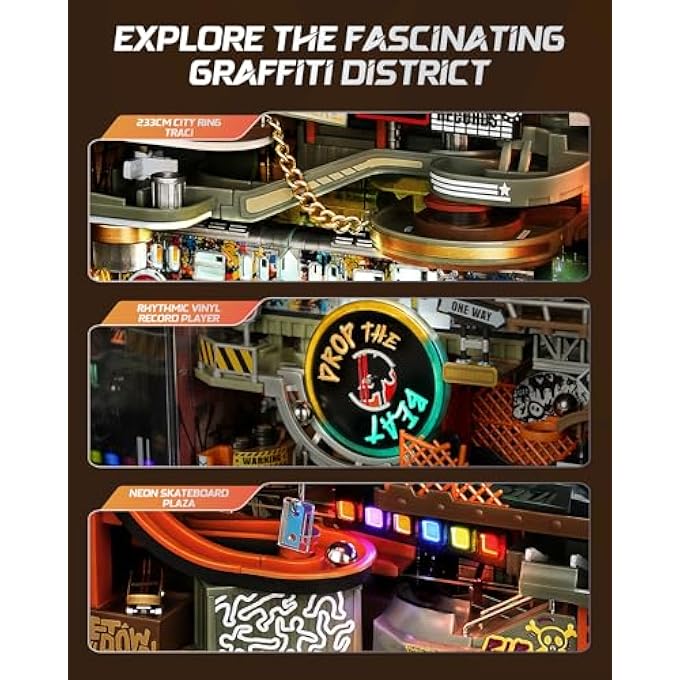 3D PUZZLES FOR ADULTS & TEENS, BOOKSHELF KITS FUTURISTIC MARBLE RUN BUILDING SET, MR03S (HIP-HOP WORLD), CRAFTS FOR ADULTS HOBBY KIT GIFT FOR BOYS - Image 2